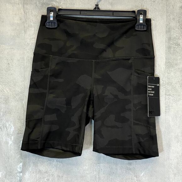 90 DEGRESS BY REFLEX Women's Camo Olive Combo Print Lux High-Rise Pull-On Bike - Picture 1 of 10